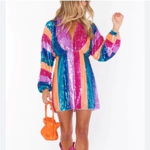 Show me your mumu Kidman dress- neon stripe- size small- worn once